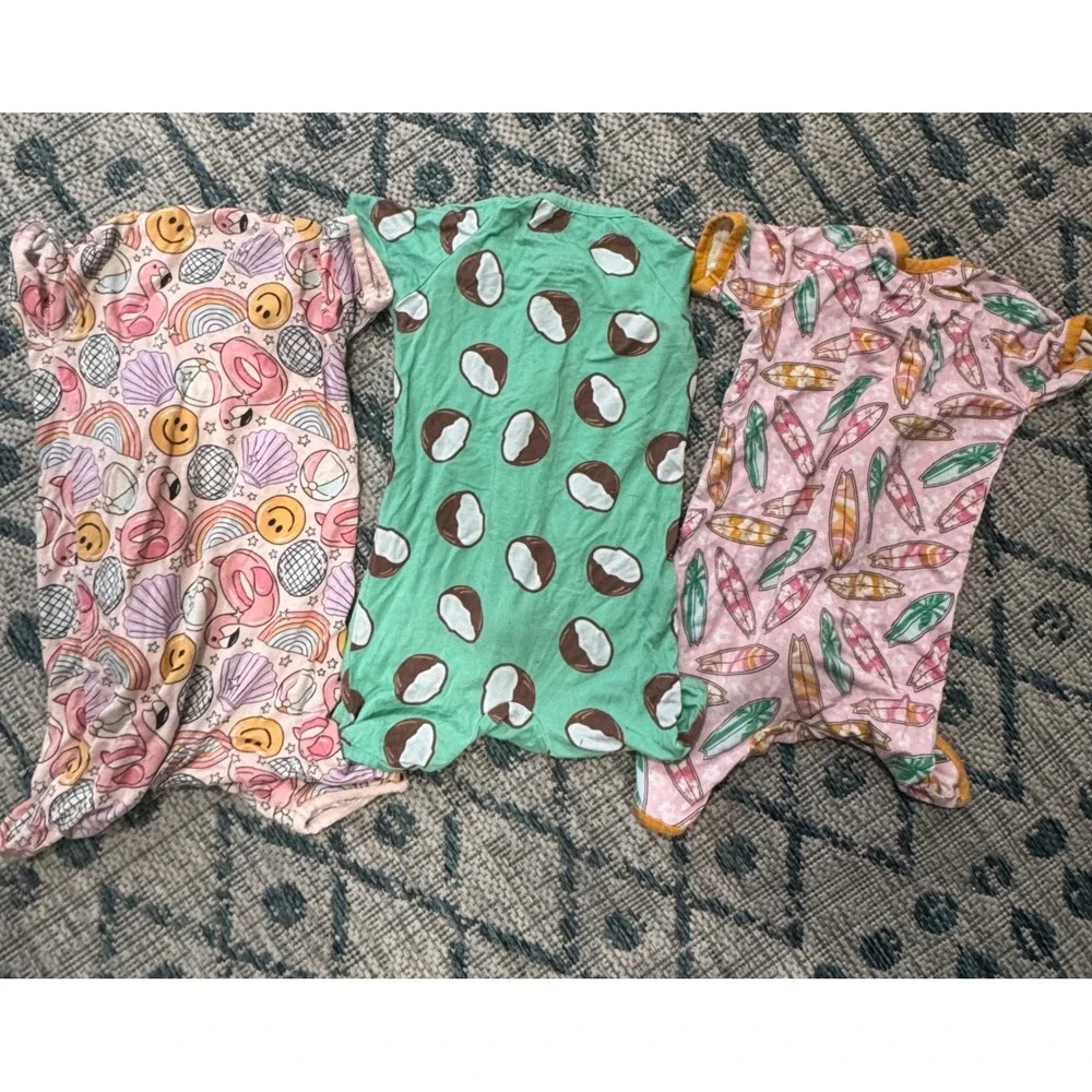 Little One Shop Bamboo Shortie Romper Bundle 12-24M Flamingo Coconut Surf